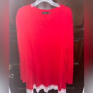 Red Women's Top with lace trim 3X nwot